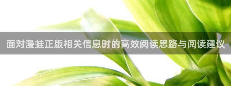 日漫在线阅读:面对漫蛙正版相关信息时的高效阅读思路与阅读建议